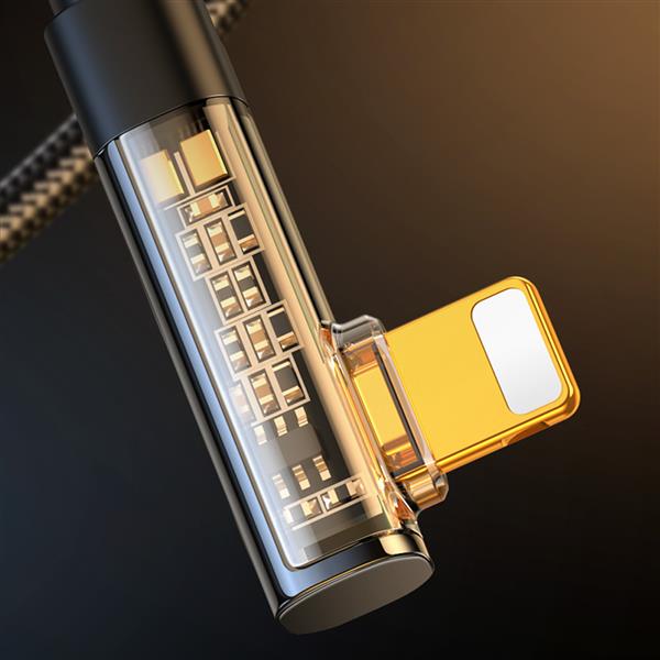 Joyroom kabel Lightning kątowy - USB do szybkiego ładowania i transferu danych 2.4A 1,2 m czarny (S-UL012A6)-2967323