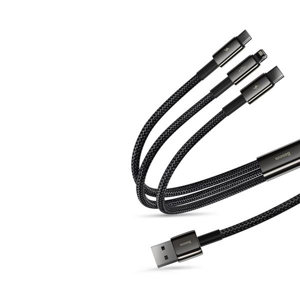 Baseus Tungsten 3w1 kabel USB - USB Typ C / Lightning / micro USB 3,5 A 1,5 m czarny (CAMLTWJ-01)-2187711