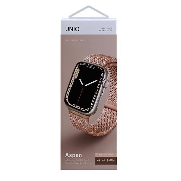 Etui Uniq pasek Aspen na Apple Watch 40/38/41mm Series 1/2/3/4/5/6/7/8/SE/SE2 Braided DE różowy/citrus pink-2285820