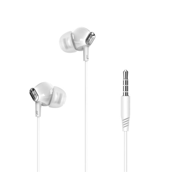XO słuchawki przewodowe EP58 jack 3,5mm dokanałowe białe-2989973