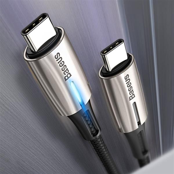 Baseus Water Drop wytrzymały nylonowy kabel przewód USB-C PD2.0 60W 20V 3A QC3.0 1M czarny (CATSD-J01)-2142850