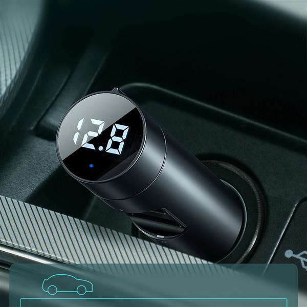 Baseus Energy Column Transmiter FM Bluetooth 5.0 ładowarka samochodowa 2x USB 3,1A QC3.0 szary (CDNL000014)-2289088