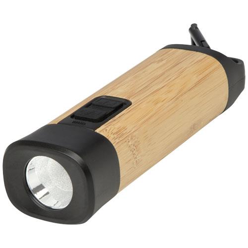 Kuma latarka z karabińczykiem wykonana z bambusa i tworzyw sztucznych pochodzących z recyklingu z certyfikatem RCS-3172261