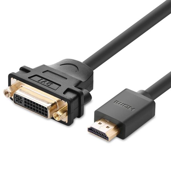 Ugreen kabel przewód adapter przejściówka DVI 24+5 pin (żeński) - HDMI (męski) 22 cm czarny (20136)-2170141
