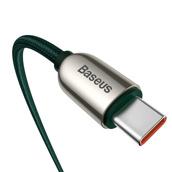 Baseus kabel USB Typ C - USB Typ C 100 W (20 V / 5 A) 1 m Power Delivery z wyświetlaczem ekranem miernik mocy zielony (CATSK-B06)-2200531