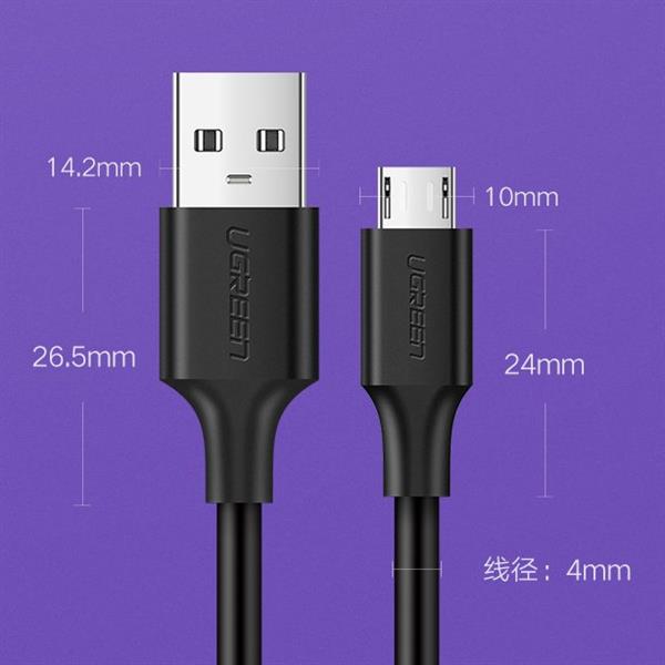 Ugreen kabel przewód USB - micro USB 2,4 A 480 Mbps 1,5 m czarny (US289 60137)-2170601