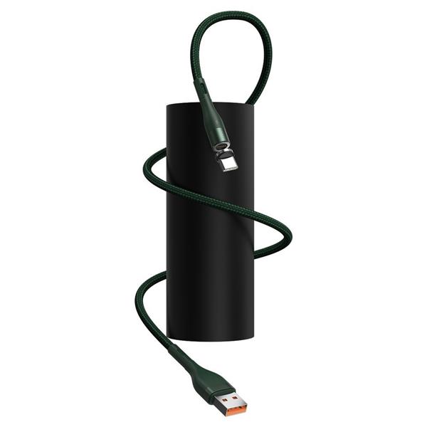 Baseus Zinc magnetyczny kabel USB - USB Typ C (ładowanie 3 A / dane 480 Mbps) Quick Charge AFC 1 m zielony (CATXC-M06)-2166501