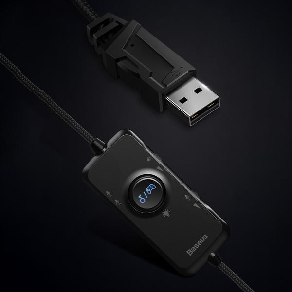 Baseus GAMO wokółuszne słuchawki USB z mikrofonem i pilotem dla graczy szary (NGD05-01)-2280351