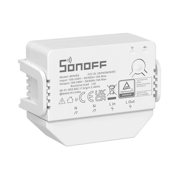 Sonoff dopuszkowy przełącznik prądowy Wi-Fi biały (MINIR3)-2394349