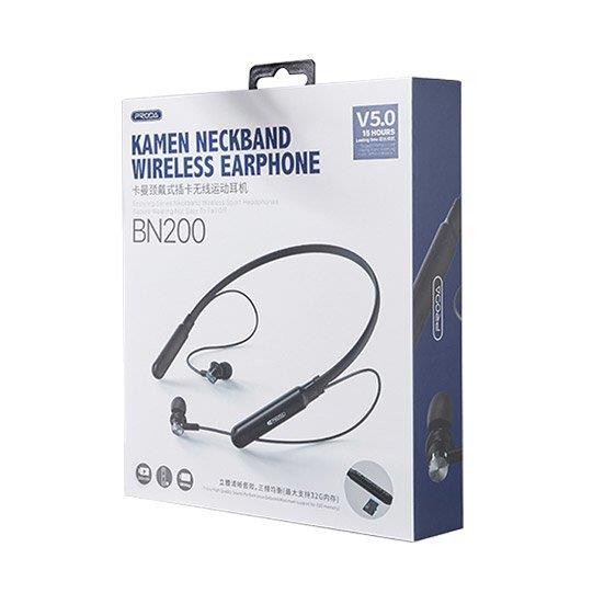 Proda Kamen dokanałowe bezprzewodowe słuchawki Bluetooth z pałąkiem na szyję czarny (PD-BN200 black)-2147467