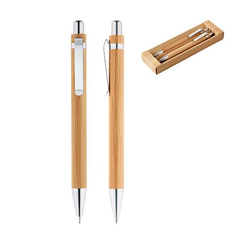 GREENY. Zestaw długopis i ołówek automatyczny, bambus-2590808