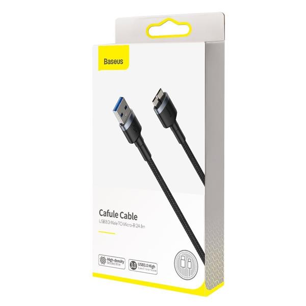 Baseus Cafule wytrzymały nylonowy kabel przewód USB 3.0 / micro USB SuperSpeed 2 A 1 m szary (CADKLF-D0G)-2148149