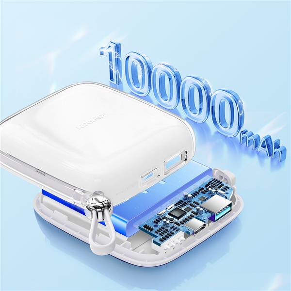 Joyroom powerbank 10000mAh Jelly Series 22.5W z wbudowanym kablem USB C biały (JR-L002)-2967260