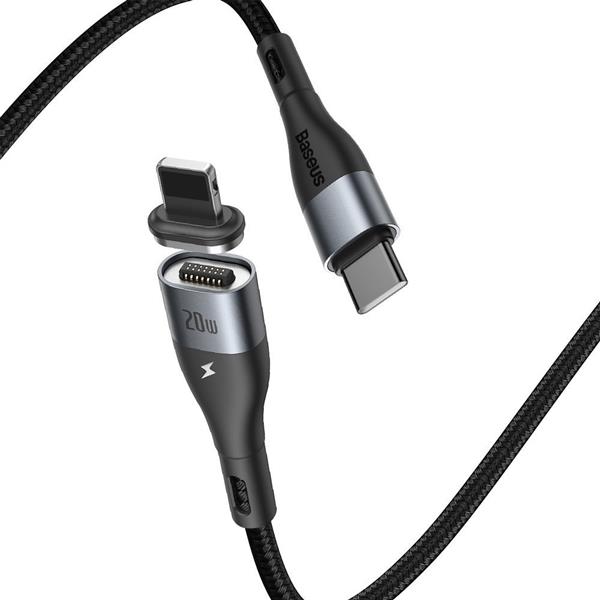 Baseus Zinc magnetyczny kabel USB Typ C - Lightning Power Delivery 20 W 1 m czarny (CATLXC-01)-2173294