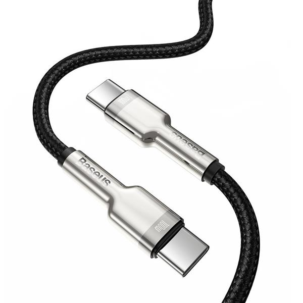 Baseus Cafule Metal Data kabel USB Typ C - USB Typ C 100 W (20 V / 5 A) Power Delivery 1 m czarny (CATJK-C01)-2178881