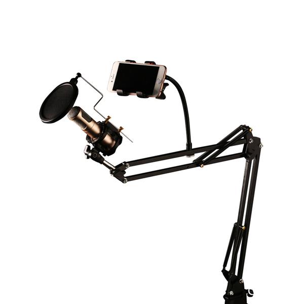 REMAX CK-100 stołowy uchwyt statyw mikrofonowy z filtrem POP czarny-2138506