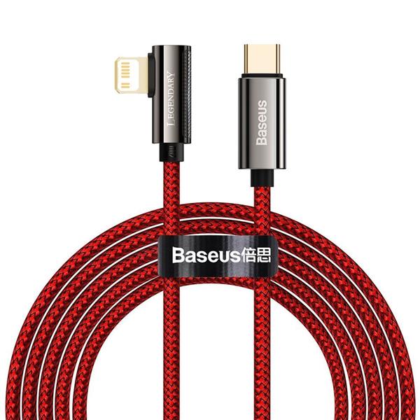 Baseus Legendary kątowy nylonowy kabel przewód USB Typ C - Lightning dla graczy 20W Power Delivery 2m czerwony (CACS000309)-2216562