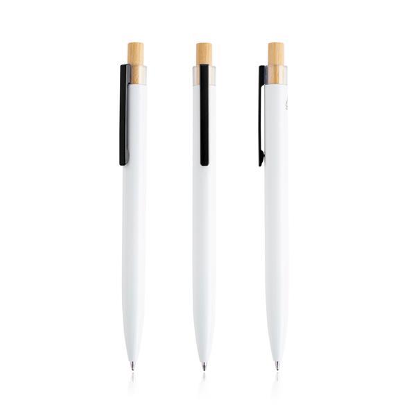 Aluminiowy długopis z recyklingu z bambusowym detalem-3183045