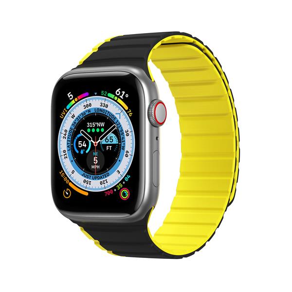 Magnetyczny pasek Apple Watch SE, 9, 8, 7, 6, 5, 4, 3, 2, 1 (41, 40, 38 mm) Dux Ducis Strap (LD Version) - czarno-żółty-3125356
