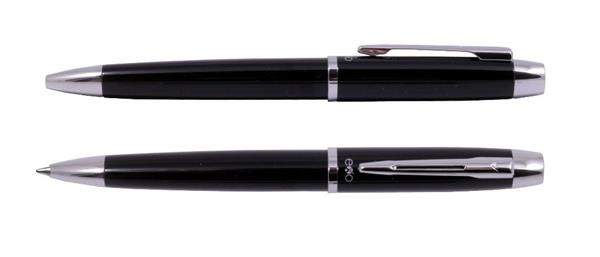 Długopis EXO Aries, czarny, wykończenia chromowane-3039687