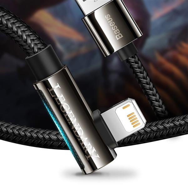 Baseus Legendary kątowy nylonowy kabel przewód USB - Lightning dla graczy 2,4A 1m czarny (CALCS-01)-2210590