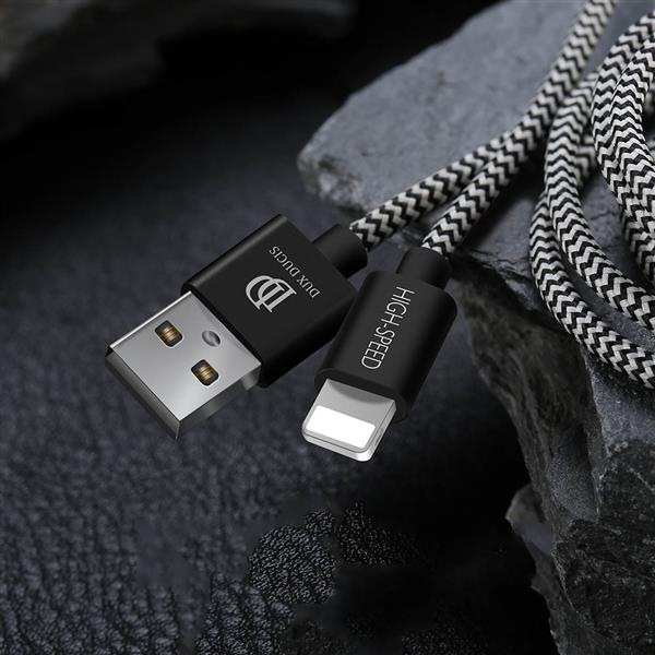 Dux Ducis K-ONE Series nylonowy kabel przewód USB / Lightning 2.1A 3M czarny-2141100