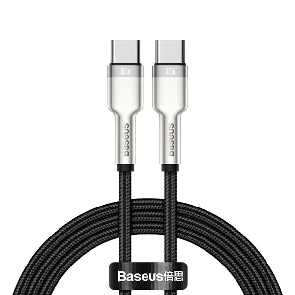 Baseus Cafule Metal Data kabel USB Typ C - USB Typ C 100 W (20 V / 5 A) Power Delivery 1 m czarny (CATJK-C01)-2178879