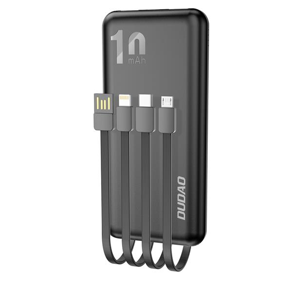 Dudao K6Pro uniwersalny powerbank 10000mAh z kablem USB, USB Typ C, Lightning czarny (K6Pro-black)-2264187