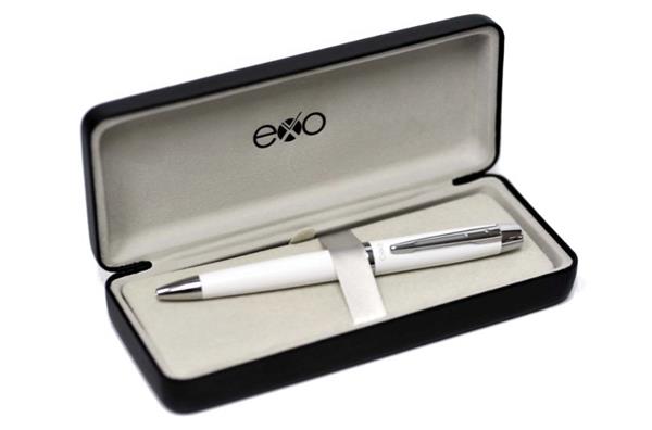 Długopis EXO Aries, biały, wykończenia chromowane-3039702