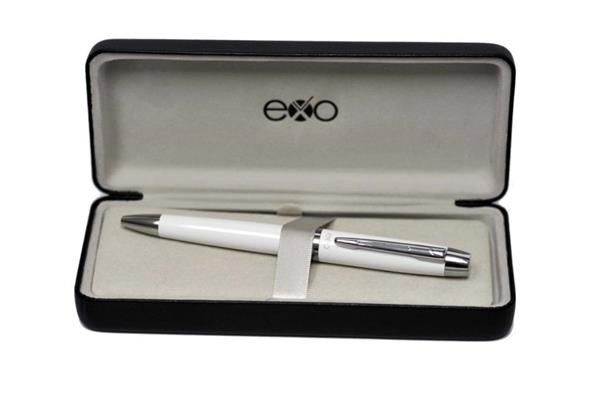 Długopis EXO Aries, biały, wykończenia chromowane-3039703