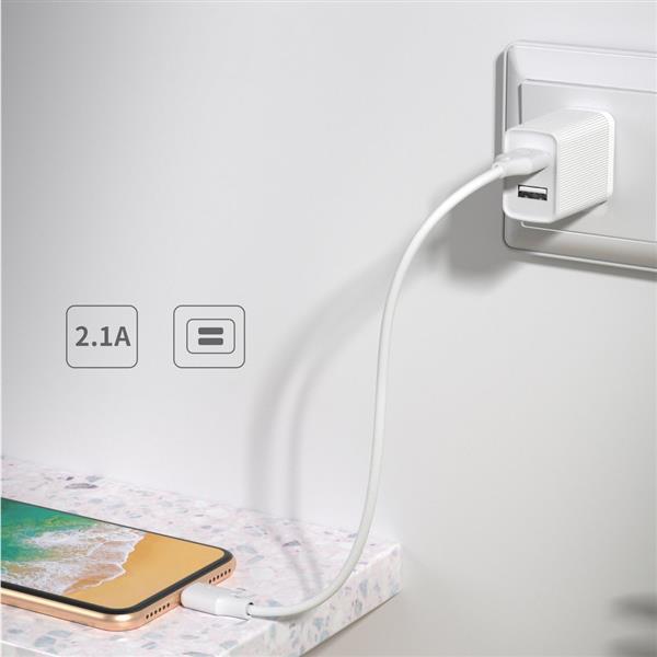 Kingkong ładowarka sieciowa adapter EU 2x USB 2.1A + kabel Lightning 1m biały (WP-U79i white)-2147499