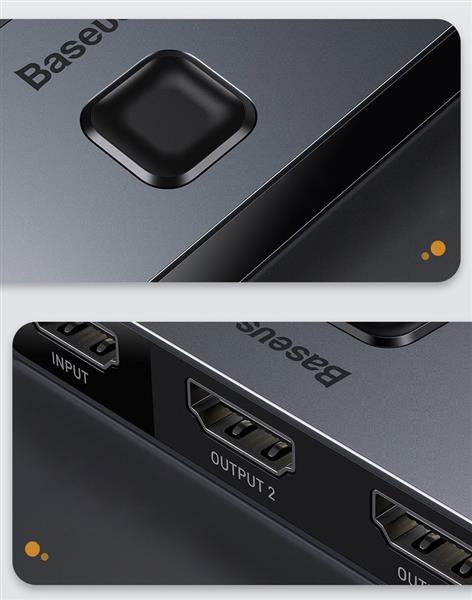 Baseus dwukierunkowy przełącznik rozdzielacz splitter switcher HDMI - 2x HDMI 4K / 30 Hz szary (CAHUB-BC0G)-2155170