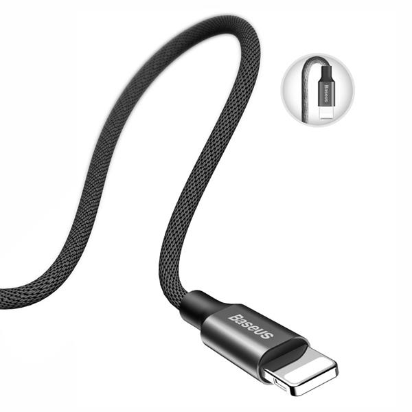 Baseus Yiven kabel przewód w materiałowym oplocie USB / Lightning 1,2M czarny (CALYW-01)-2142559