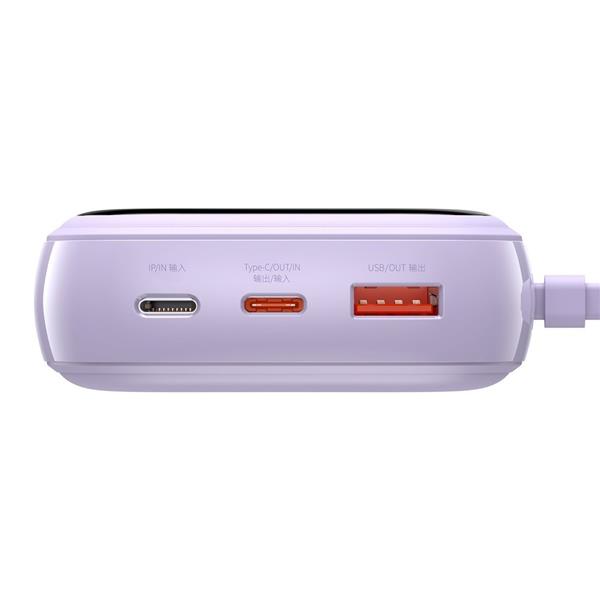 Baseus Qpow power bank 20000mAh USB / USB Typ C / wbudowany kabel Lightning 20W Quick Charge SCP AFC FCP fioletowy (PPQD-H05)-2206906
