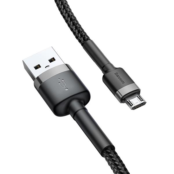 Baseus Cafule Cable wytrzymały nylonowy kabel przewód USB / micro USB QC3.0 2.4A 0,5M czarno-szary (CAMKLF-AG1)-2141491