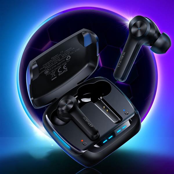 Acefast gamingowe dokanałowe słuchawki bezprzewodowe TWS Bluetooth 5.0 opóźnienie 65ms wodoodporne IPX5 czarny (T4 black)-2380835