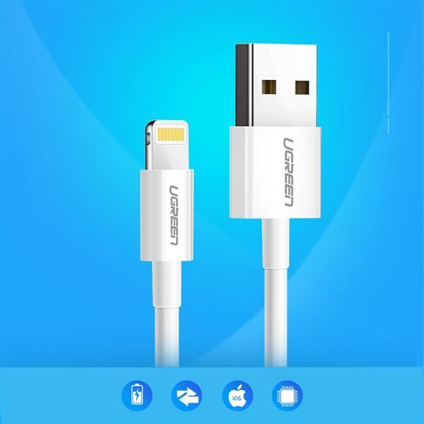 Ugreen kabel przewód USB - Lightning MFI 1m 2,4A biały (20728)-2150785