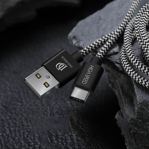 Dux Ducis K-ONE Series nylonowy kabel przewód USB / USB-C 2.1A 3M czarny-2141055