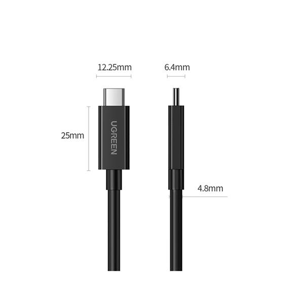 Ugreen kabel przewód USB C (męski) - USB C (męski) Thunderbolt 4 100W / 8K 60Hz / 40Gb/s 0.8m czarny (US501)-3111670