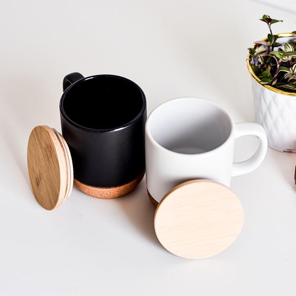 Kubek ceramiczny z bambusową przykrywką, czarny-2015825