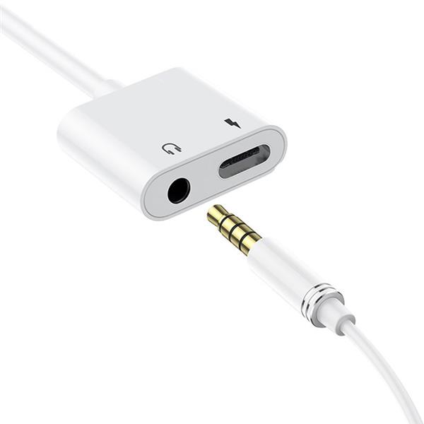 Dudao adapter przejściówka rozdzielacz słuchawkowy USB Typ C - USB Typ C / 3,5 mm mini jack biały (L13T white)-2157004