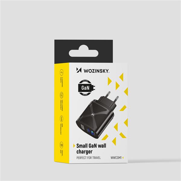 Wozinsky mała ładowarka GaN 65W z portami USB, USB wspiera szybkie ładowanie czarna (WWCGM1)-2945995