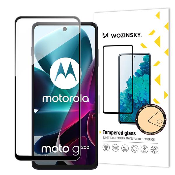 Wozinsky Full Glue Tempered Glass szkło hartowane Motorola Moto G200 5G 9H na cały ekran z czarną ramką-3103648