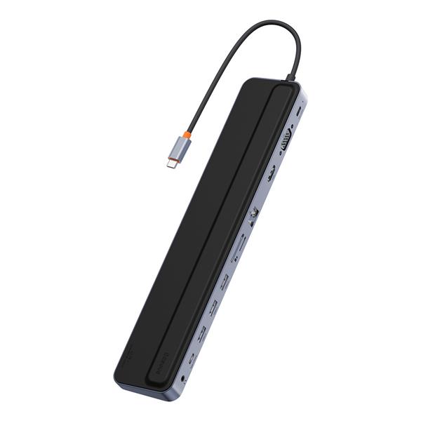 Baseus EliteJoy Gen2 uniwersalny HUB 11w1 podstawka pod laptopa z kablem USB Typ C 0,25m szary (WKSX030013)-2428253