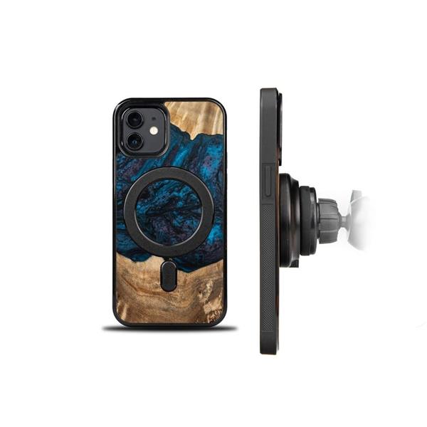 Etui z drewna i żywicy na iPhone 12/12 Pro MagSafe Bewood Unique Neptun - granatowo-czarne-3132904
