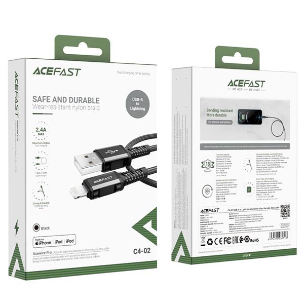 Acefast kabel MFI USB - Lightning 1,8m, 2,4A czarny (C4-02 A Black)-2269740