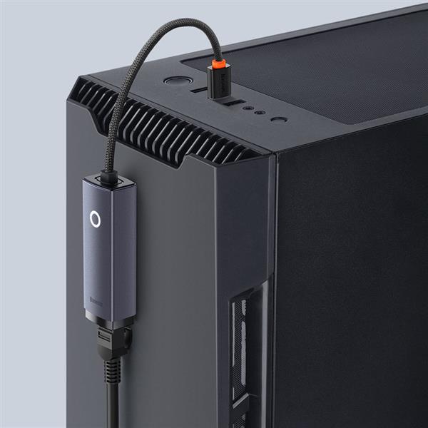 Baseus Lite Series adapter USB - RJ45 gniazdo LAN 100Mbps szary (WKQX000013)-2387289