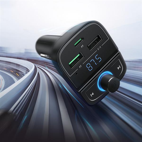 Ugreen Transmiter FM Bluetooth 5.0 ładowarka samochodowa MP3 3x USB TF micro SD 4,8 A czarny (CD229)-2212821
