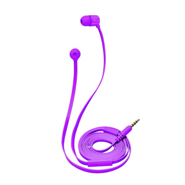 Trust słuchawki przewodowe douszne Duga neonowe fioletowe-1178134