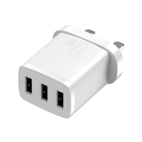 Baseus Compact ładowarka sieciowa 3x USB 17W wtyczka UK biały (CCXJ020302)-2402258